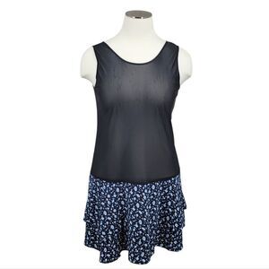 Expose Vintage Blue Ditsy Floral Skirt with attached Cami Women's Plus Size 18